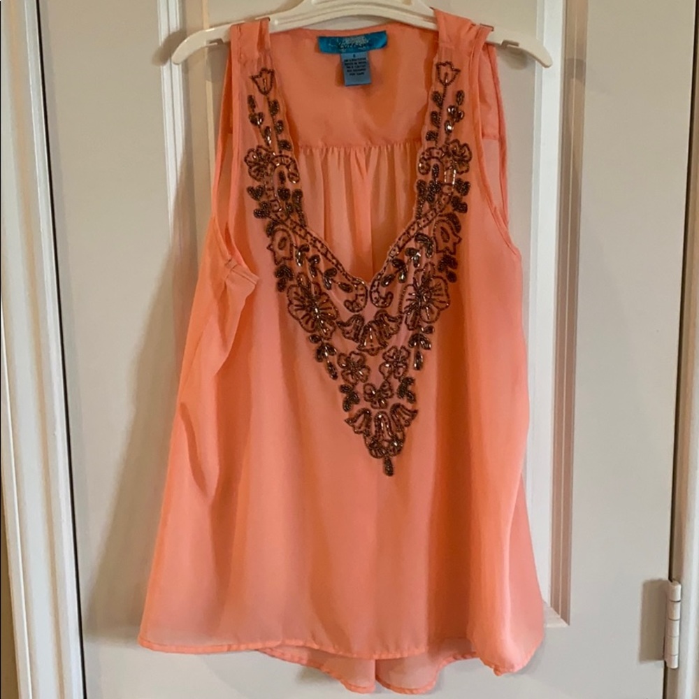 Sleeveless beaded blouse